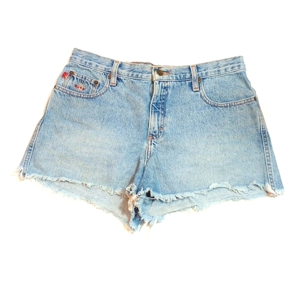 Mudd Juniors Jean Shorts Sz 11 Light Wash Raw Hem Booty Frayed Summer Beach Fun - Picture 1 of 11